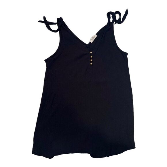 a.n.a Tank Flowy Tie Shoulder Halter Top V-Neck V-Back Basic Shirt Black XS - Picture 9 of 12